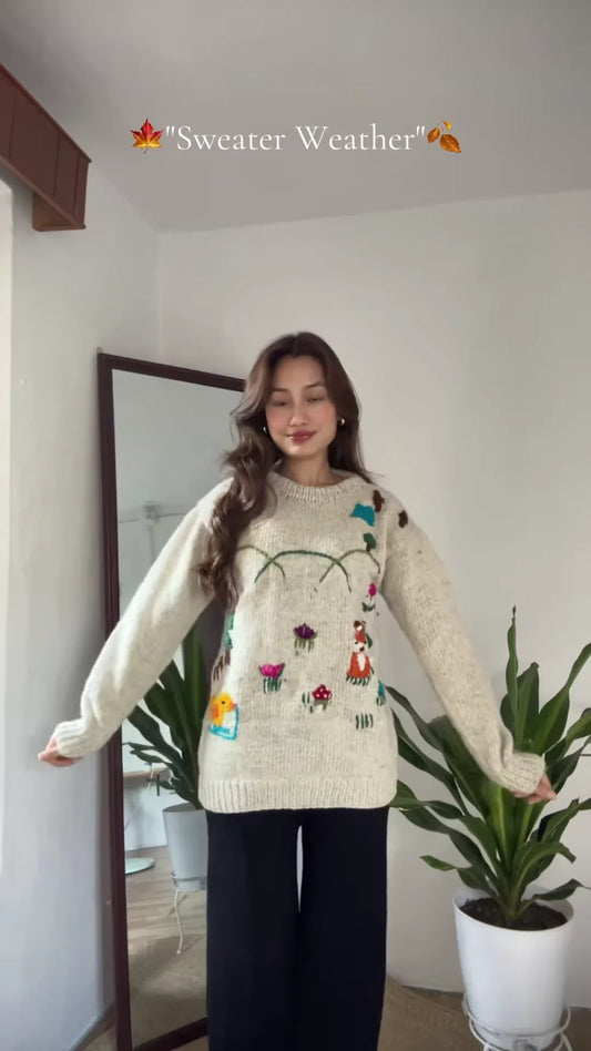 Seasonal Knit Sweater Trio ππ§₯ β Floral, Minimal & Geometric Styles in Pink, Green & Cream Variants