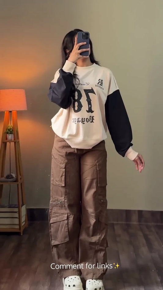 🖤 Street Edge Oversized Sweatshirt & Cargo Pants Collection 🤍
