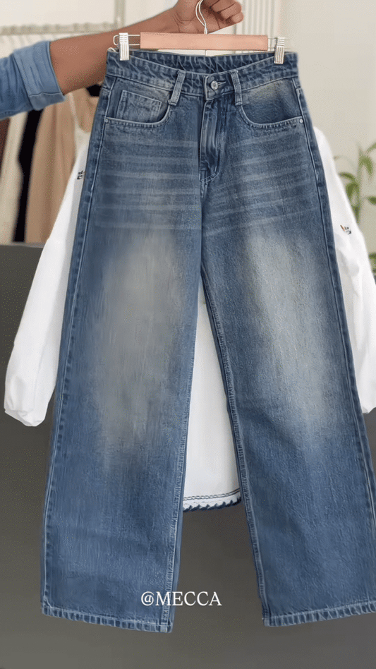 White Floral Embroidered Blouse with Tie Neck – Casual Chic Top Paired with Blue Jeans