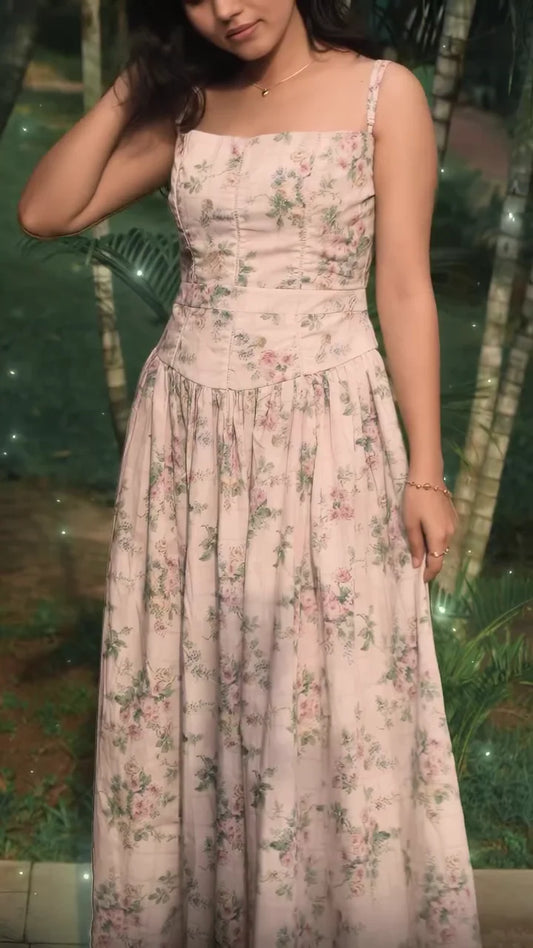 The Secret Garden Floral Corset Maxi Dress