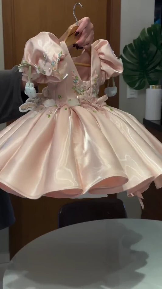 Blush Pink Ballerina: High-Shine Satin Party Dress