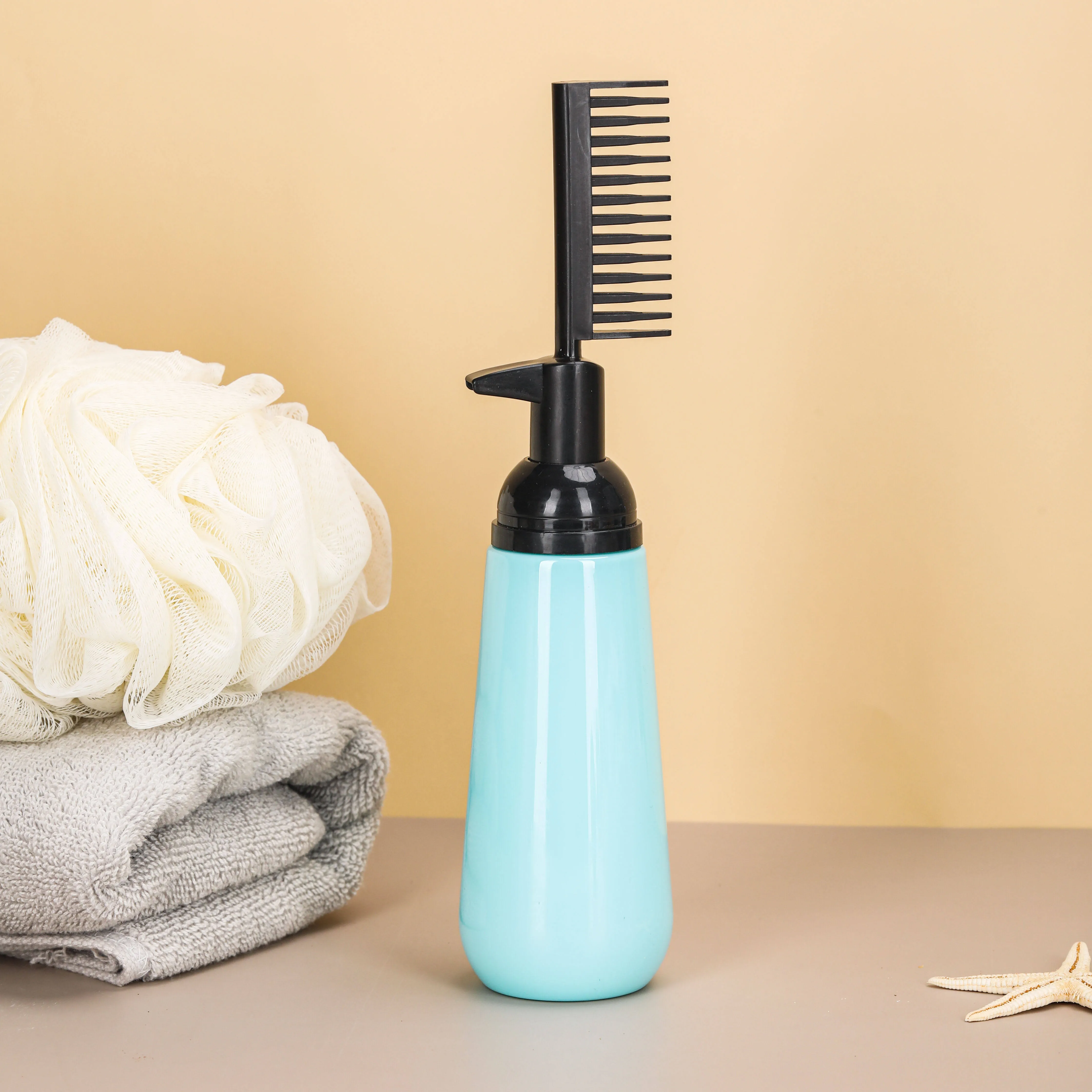 PET Plastic Styling Hair Oil Bottle With Comb Applicator Cap