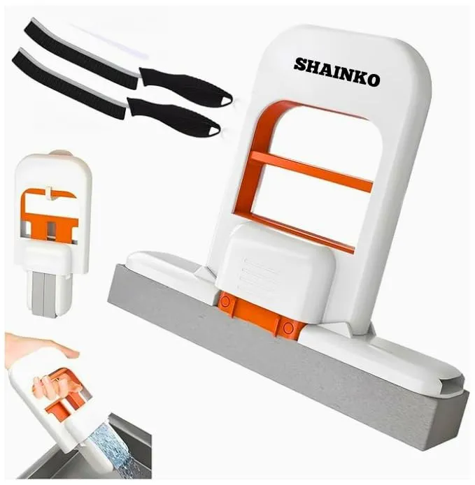 Mini Foldable Desktop Mop – Self-Squeeze PVA Sponge Head for Wet & Dry Cleaning – Portable Handheld Cleaner for Kitchen, Bathroom, Glass, Windows, Cars & Small Spaces