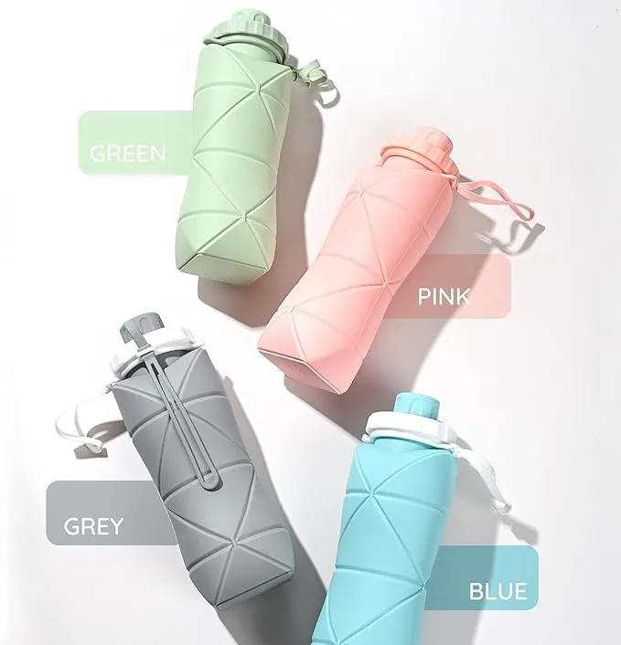 Folding Silicone Water Bottle – Collapsible, Leakproof, and Portable – Eco-Friendly, BPA-Free Travel Bottle for Hiking, Gym, and Outdoor Adventures