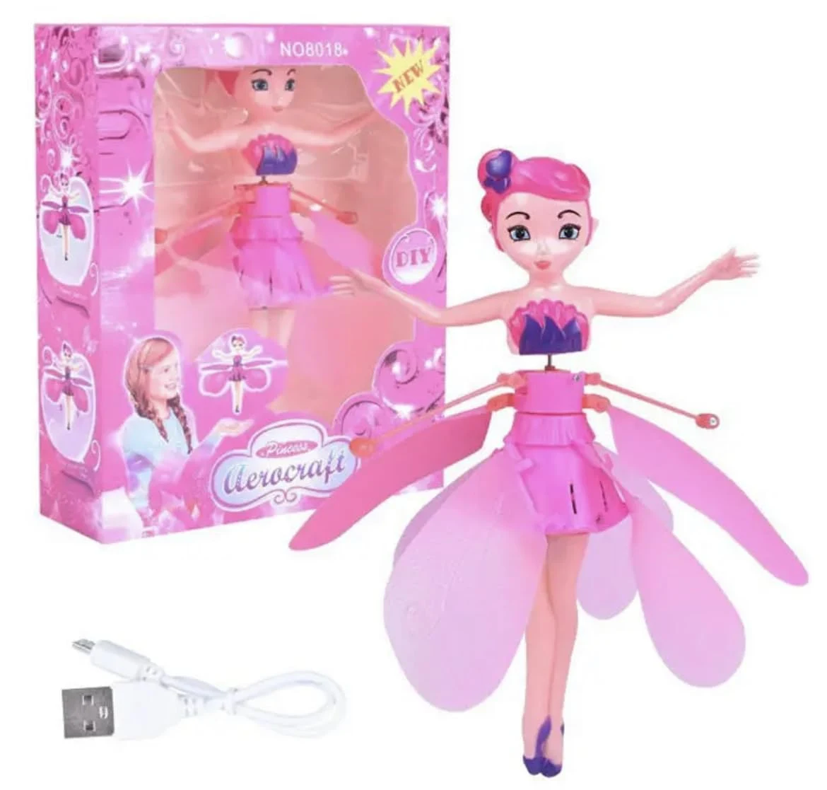 Magical Flying Fairy Doll, Hand Sensor Control, USB Powered Magic Sky Dancers Rainbow Glitter Flying Princess Doll Indoor Girls Boys