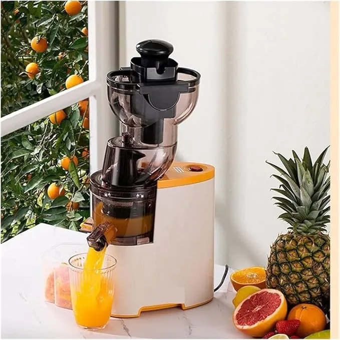 Slow Masticating Juicer, 80mm Wide Chute, Juice Jug, Pulp Container, BPA-Free, Easy-to-Clean, Whole Fruit & Vegetable Cold Press Juicer, High Nutrient Extraction, Quiet Motor, Reverse Function