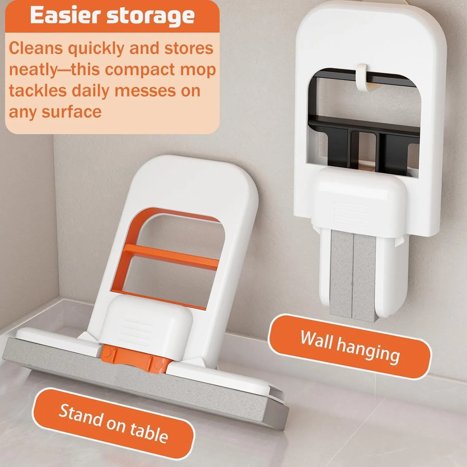 Mini Foldable Desktop Mop – Self-Squeeze PVA Sponge Head for Wet & Dry Cleaning – Portable Handheld Cleaner for Kitchen, Bathroom, Glass, Windows, Cars & Small Spaces