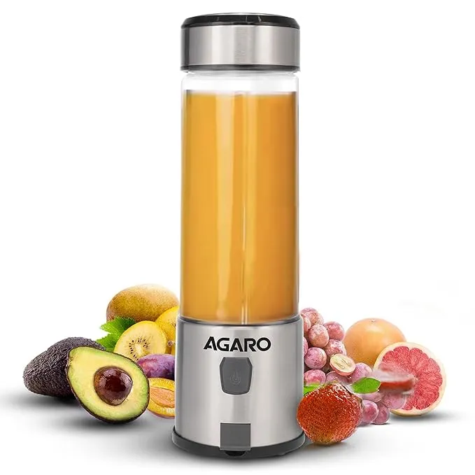Portable Blender for Smoothie & Milk Shakes, 450ml, USB Type C Rechargeable, 3000 mAh Battery, Mini Personal Blender for Home, Office, Gym, Travel. 126W, Stainless Steel Blade