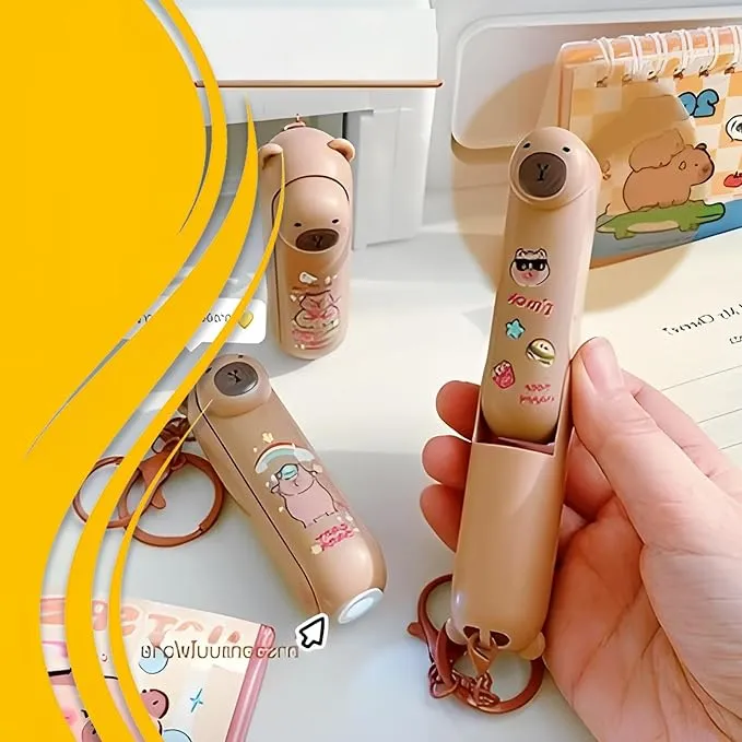 Mini Fan Portable Folding Fan with Flashlight and Keychain - Cute Design Theme, 3-Speed Cooling Hand Fan, Pocket Size for Girls, Kids & Women - In Travel, Makeup, Office, Home Multicolor