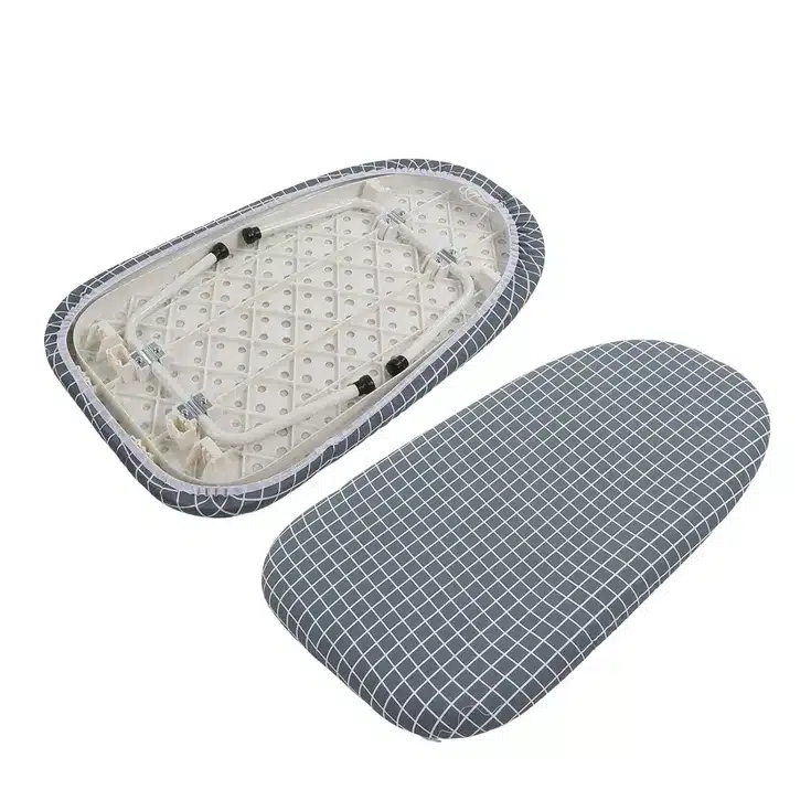 Tabletop Ironing Board, Easy Moving Safe Ironing Board Leg Foldable with Wheel for Bedroom Classic Blue Plaid