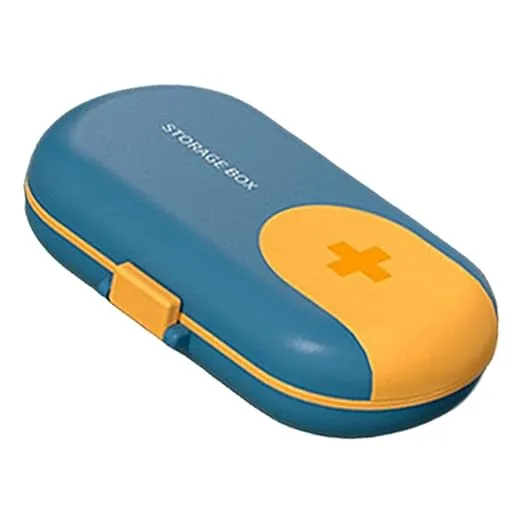 ATORSE Portable Medicine Storage Box with Pill Cutter for Capsule Travel Elders Blue