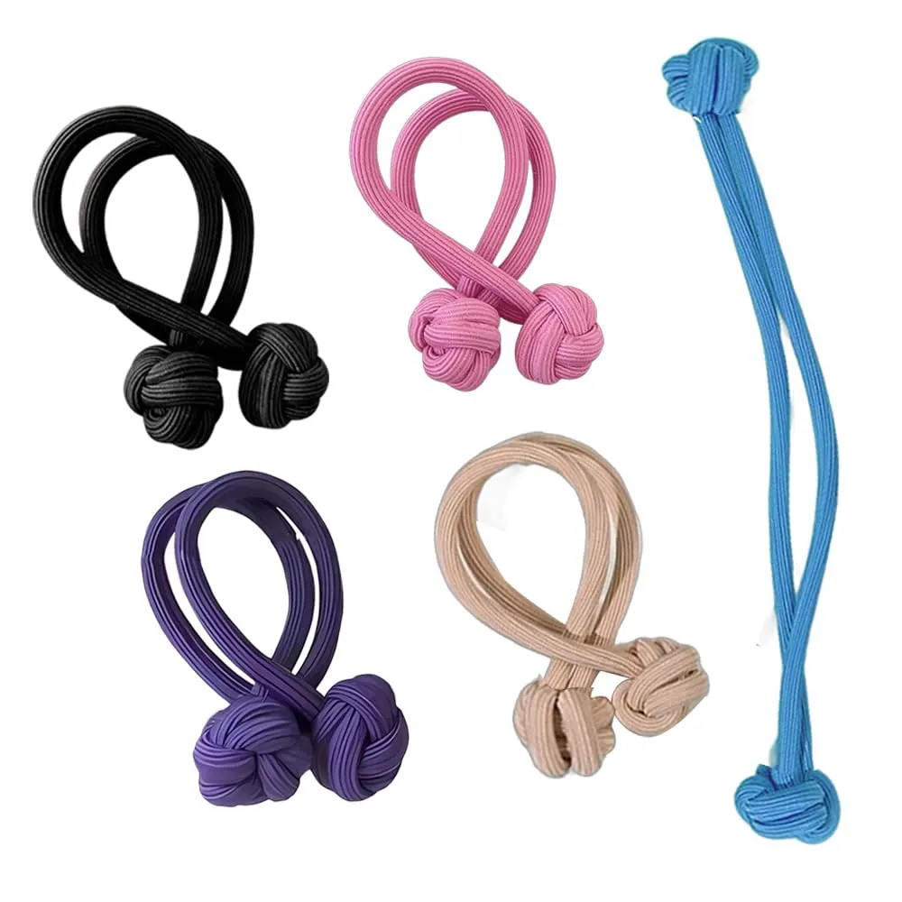 Knotted Button Hair Tie Set Knot Scrunchies Elastic Rubber Band Hair Ropes for Women High Ponytail Tie Hair Rope Stretchy Thickened Durable for Thick and Long Hair