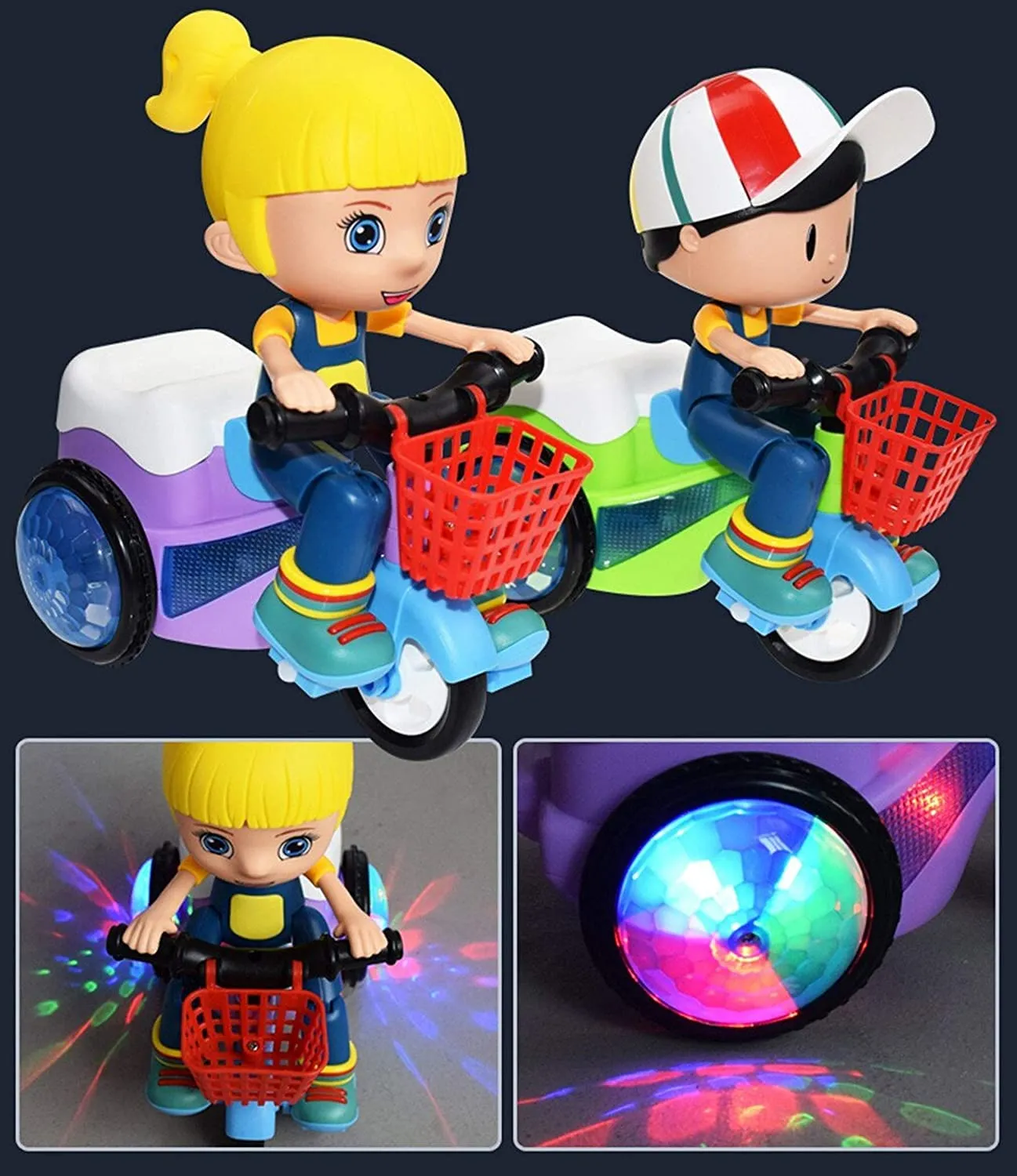 Stunt Tricycle Bump | Go 360 Degree Rotating Spot Stunt Tricycle | Dancing Motorcycle Toy with Flashing Light | Sound Musical Bicycle | Toys for Kids(Stunt Bicycle)