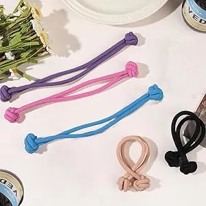 Knotted Button Hair Tie Set Knot Scrunchies Elastic Rubber Band Hair Ropes for Women High Ponytail Tie Hair Rope Stretchy Thickened Durable for Thick and Long Hair