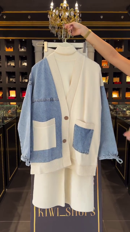 Buy Delta Denim Patchwork Cardigan in India at Best Price