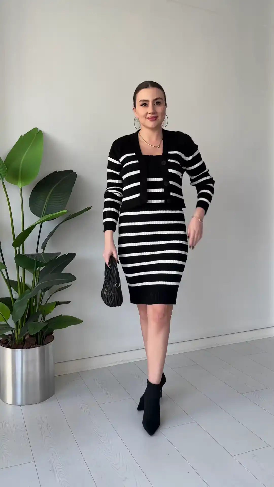 Striped Knit Co‑ord Dress Set – Chic, Stretchy, and Ready to Dress Up or Down