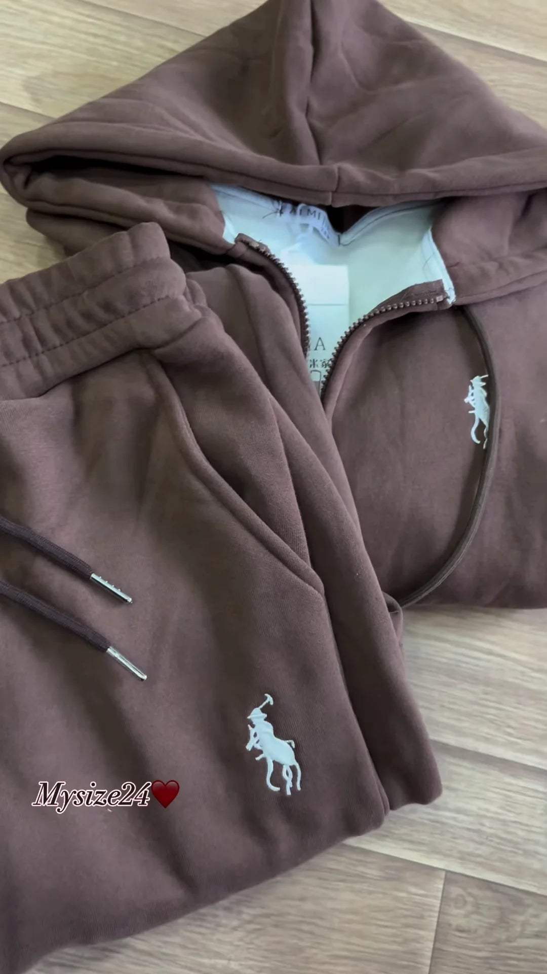 Zip-Up Hoodie & Jogger Co-ord Set Available in Red, Beige & Brown