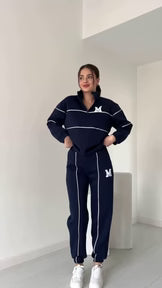 Zip-Up Tracksuit with Contrast Piping ✨ Available in White & Black