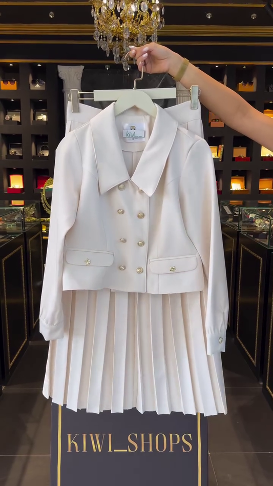 Women White Nova Elegant Pleated Blazer Dress – Dresses for Women