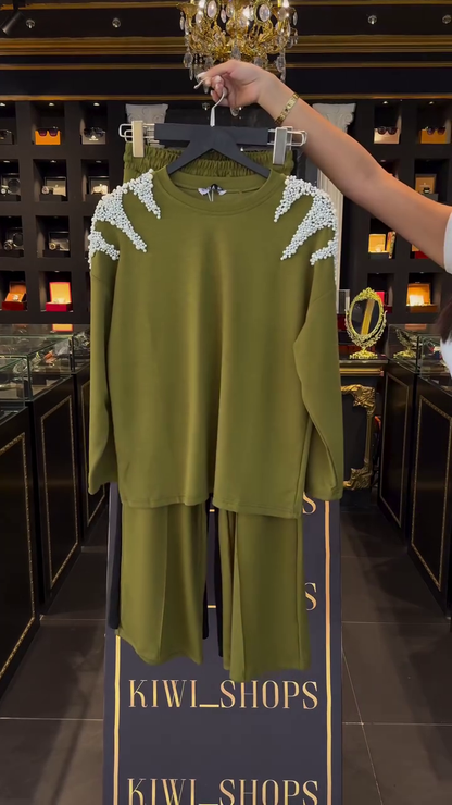 Plus Size Two Piece Outfits for Women Men Short Sleeve T Shirts Rhinestones Drawstring Joggers Pants Going Out