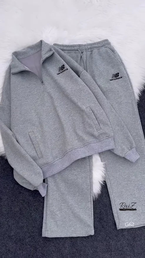 Zip-Up Tracksuit Sets – Coordinated Sweatshirt & Jogger Combos in Grey, Red & Beige Variants