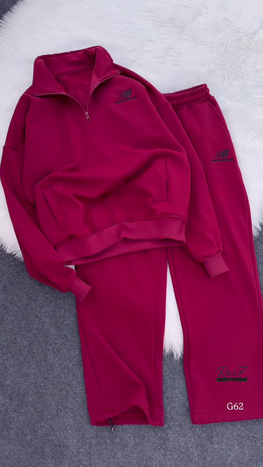 Zip-Up Tracksuit Sets – Coordinated Sweatshirt & Jogger Combos in Grey, Red & Beige Variants