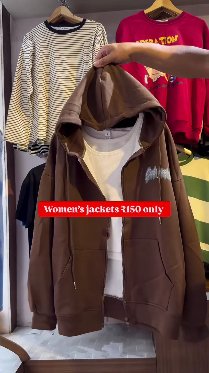 Women’s Zip-Up Hoodies – Layered Casualwear in Grey, Black & Brown Variants