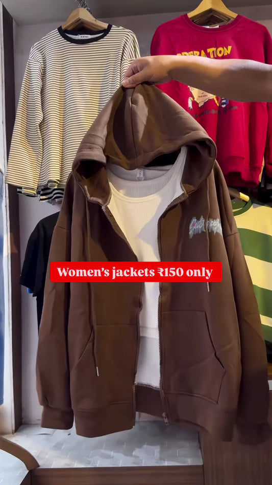 Women’s Zip-Up Hoodies – Layered Casualwear in Grey, Black & Brown Variants
