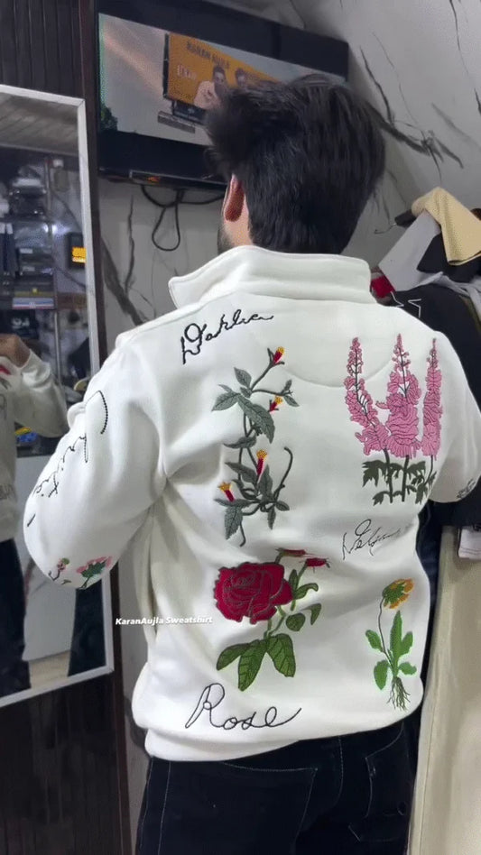 Designer Floral Embroidered Men’s Sweatshirt | Winter Luxury Edit