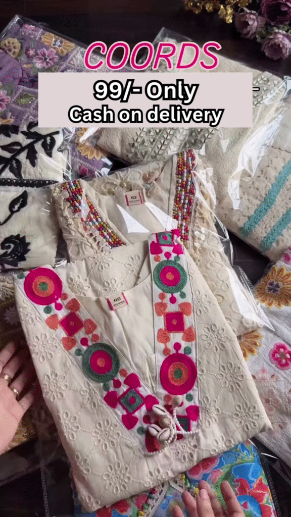 Purple Multicolor Embroidered Coord Set – Affordable Ethnicwear with Cash on Delivery