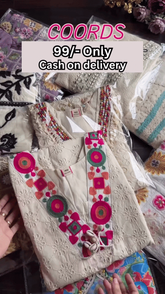 Purple Multicolor Embroidered Coord Set – Affordable Ethnicwear with Cash on Delivery