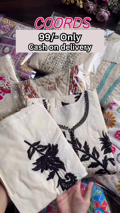 Purple Multicolor Embroidered Coord Set – Affordable Ethnicwear with Cash on Delivery