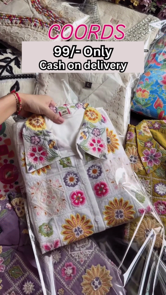 Purple Multicolor Embroidered Coord Set – Affordable Ethnicwear with Cash on Delivery