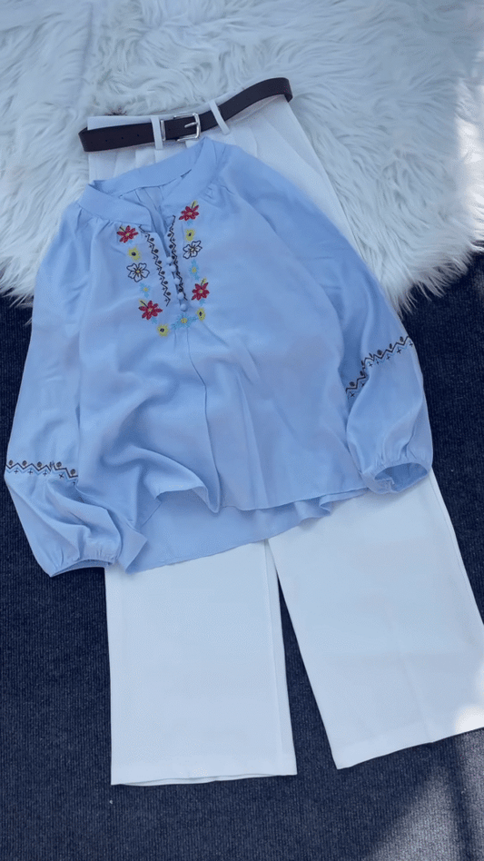 Multicolor Floral Embroidered Shirt Collection – Casual Ethnic Tops for Women