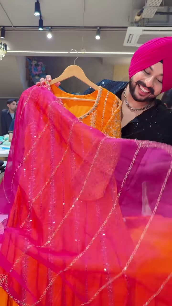 Orange Embroidered Anarkali with Silver Detailing – Festive Ethnicwear for Women