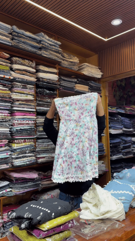 Black Floral Printed Button-Front Dress with Long Sleeves for Women