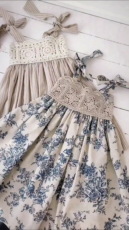 Girls’ or Women’s Summer Dress with a distinct rustic and romantic style.