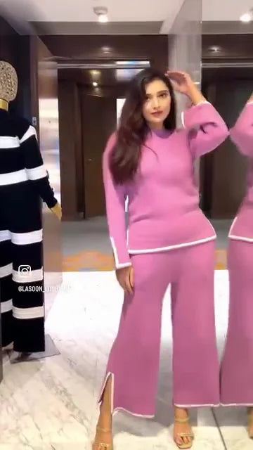 Two-Piece Chevron Knit Set.