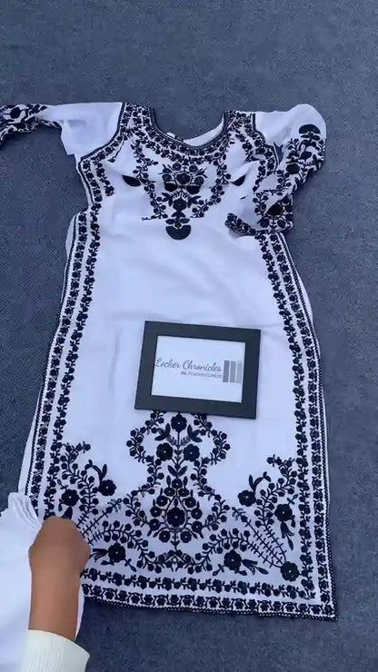 Elegant White Embroidered Chikankari Kurta Set with Dupatta and Pants